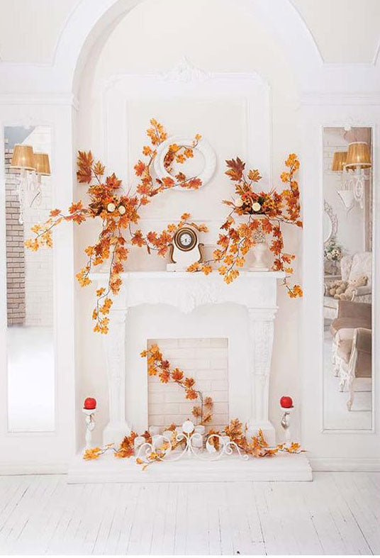 Toile de fond de porte feuilles jaunes dorées décoration mur photographie