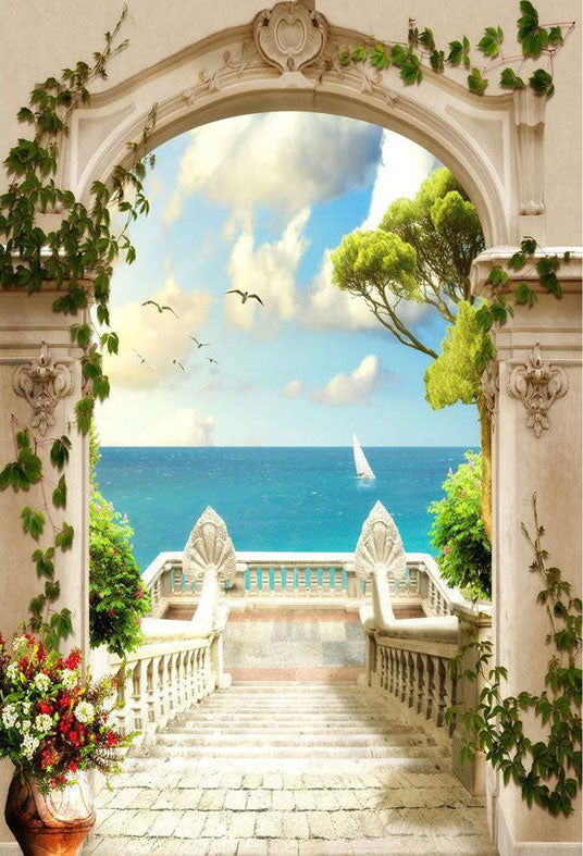 Toile de fond de saison printanière beau paysage à l'extérieur de l'arc pour la photographie