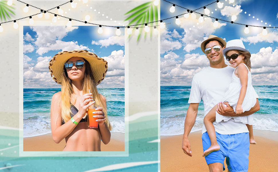 Toile de fond de mer plage numérique océan fond ciel nuages pour la photographie S-576