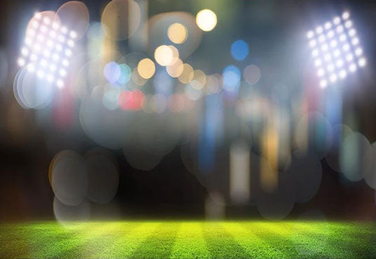 Toile de fond de photographie de terrain de football de stade de bokeh de sports