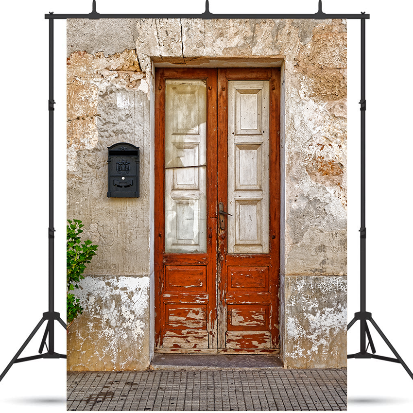 Toile de fond de vieille porte en bois sur le mur pour la photographie SBH0189