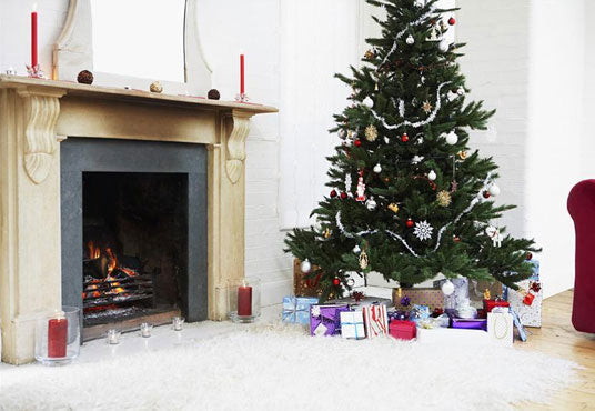 Toile de fond de studio photo de Noël de cheminée