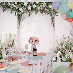 Toile de fond de fleurs de mariage mur floral de mariée blanc et vert rose romantique décoration fête photo