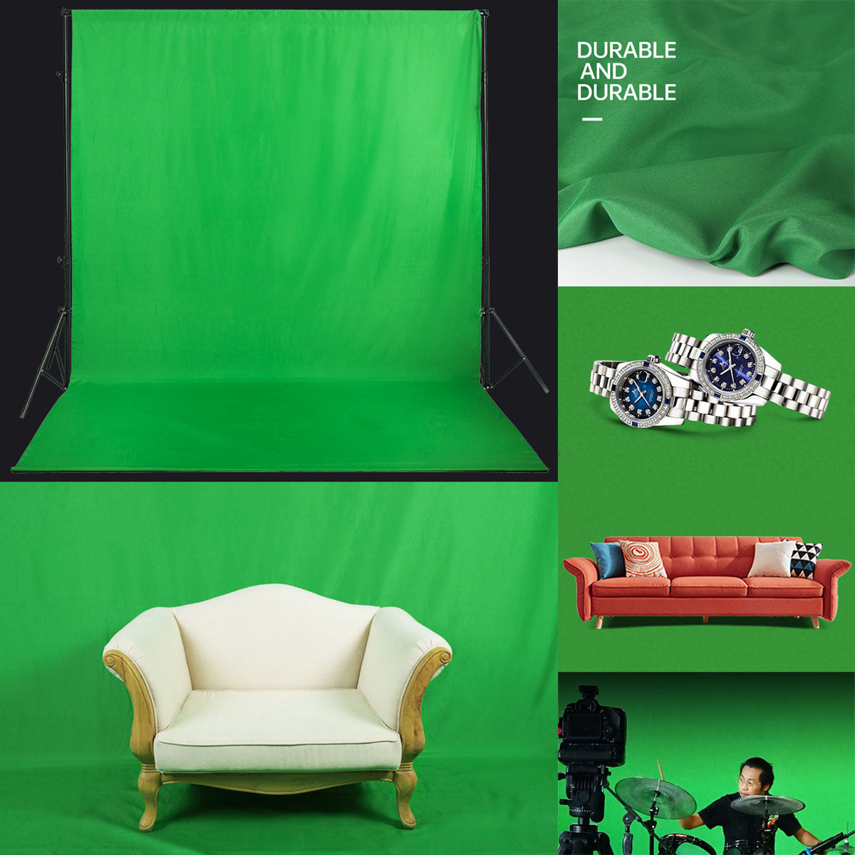 Toile de fond d'écran vert solide tissu studio photographie vidéographie SBH0148
