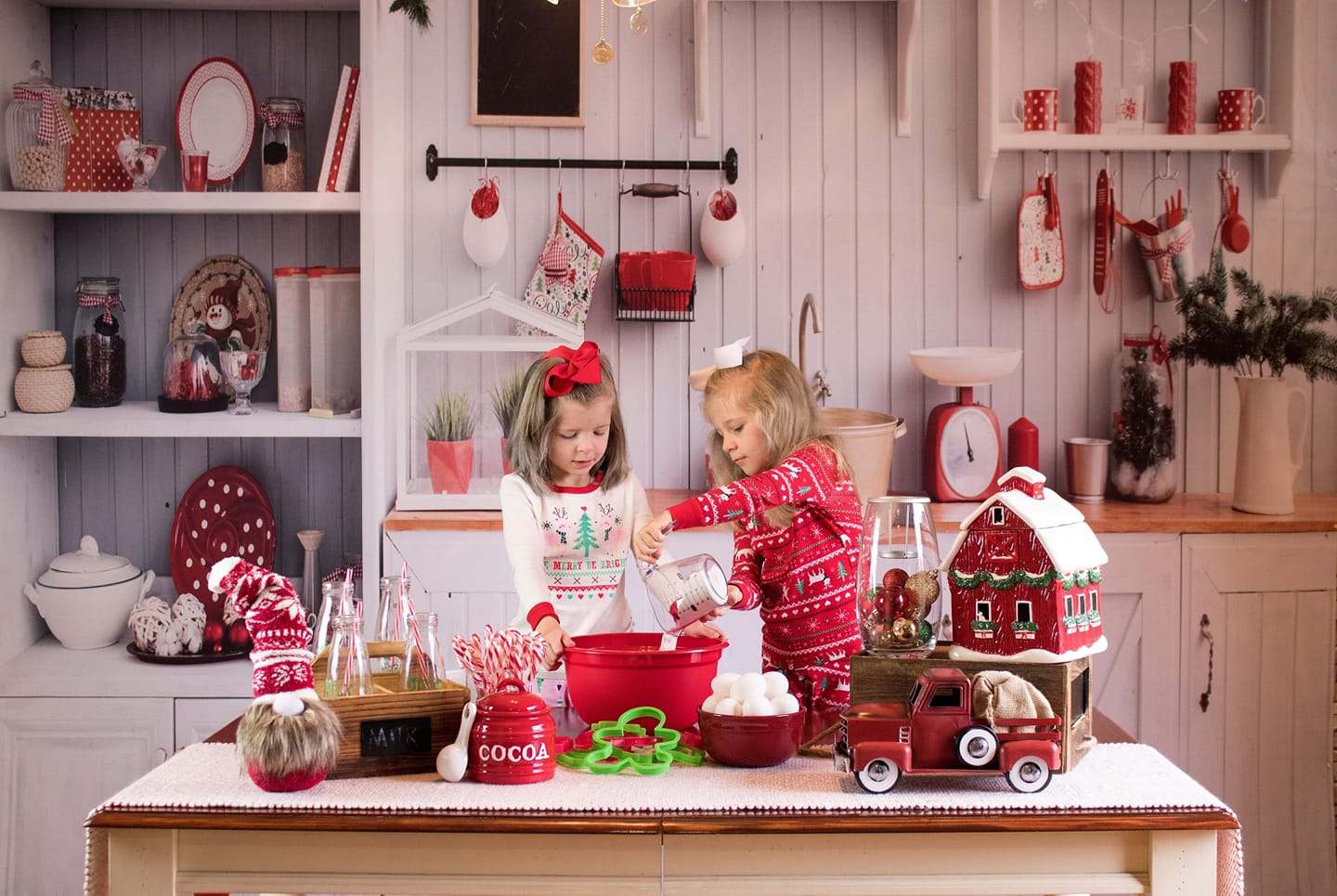 Toile de fond de photographie de Noël de cuisine en bois
