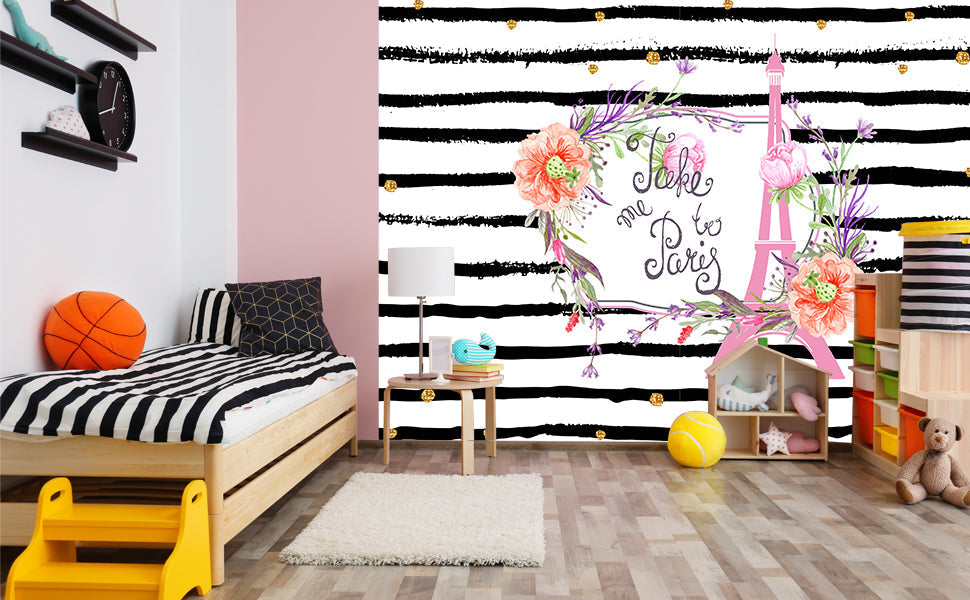 Toile de fond de photo de fleur de Tour Eiffel de Paris pour le photo de bébé