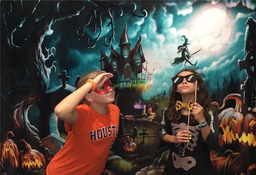 Toile de fond décors de photographie d'Halloween de sorcière drôle de nuit