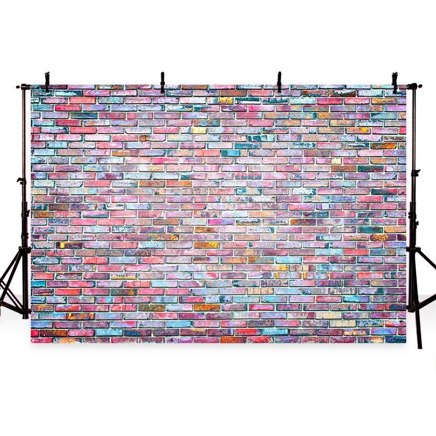 Toile de fond de mur de briques de graffitis colorés décoration de fête fond de photographie