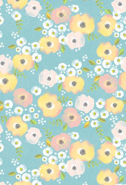 Toile de fond d'aquarelle jaune fleurs blanches fond floral bleu photographie
