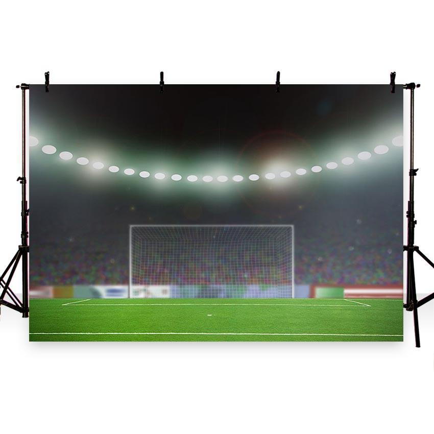 Toile de fond sports vert prairie lumières lumineuses fond terrain de football photographie