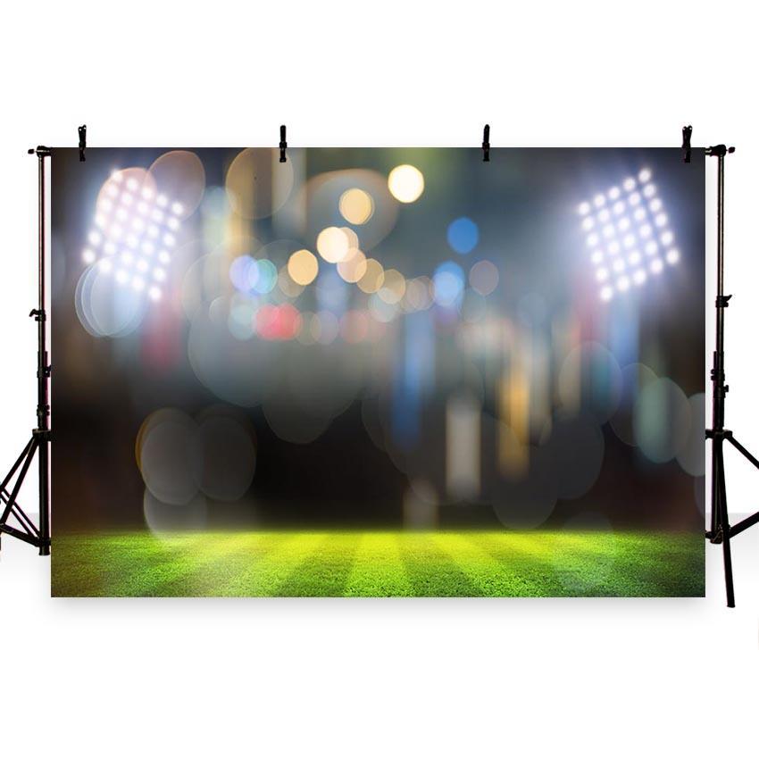 Toile de fond de photographie de terrain de football de stade de bokeh de sports