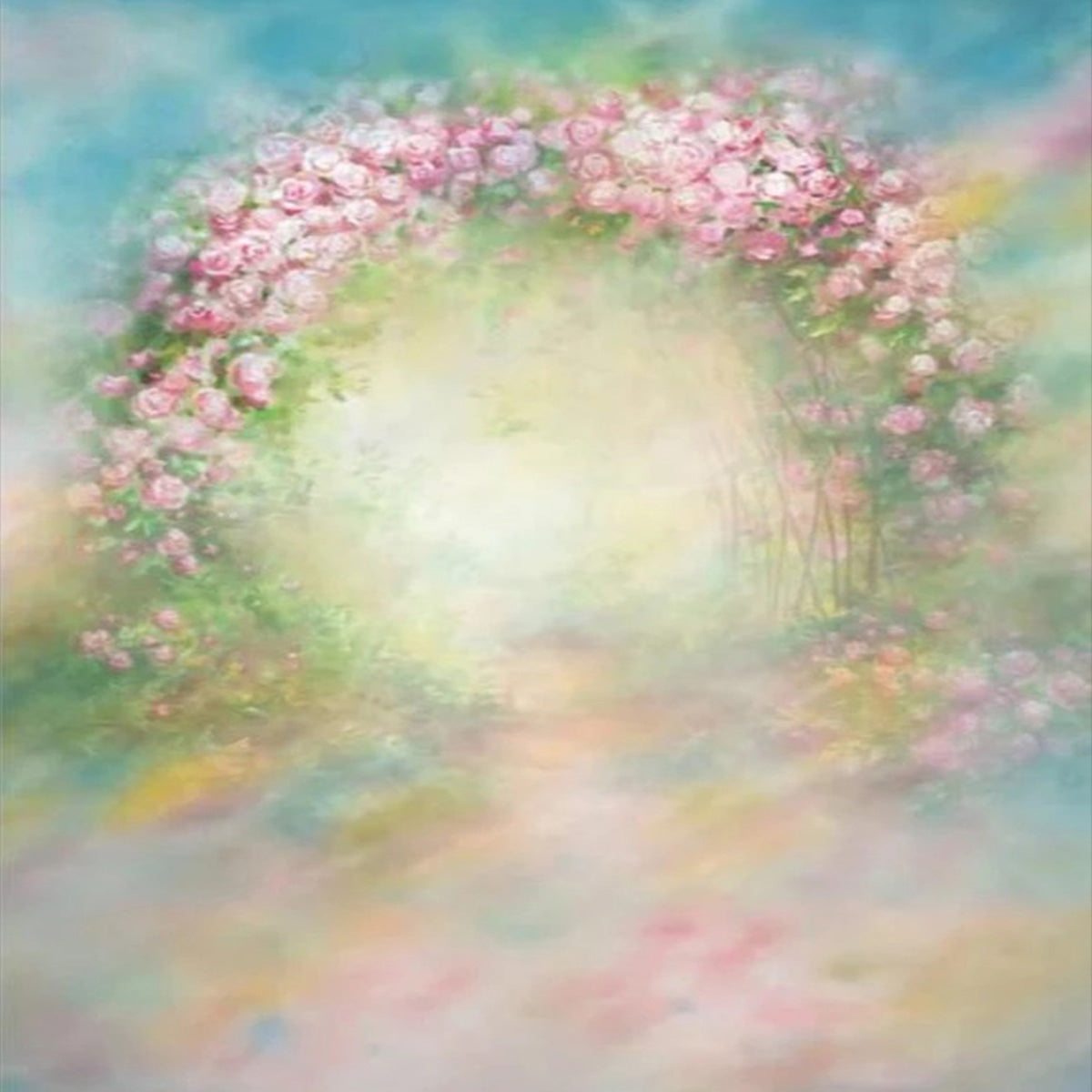 Toile de fond décors de mariage de porte de fleurs abstraite roses pour anniversaire