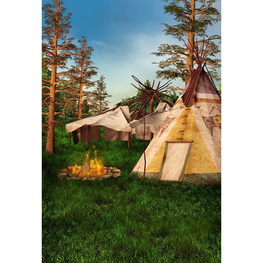 Toile de fond de feu camping tente été forêt photographie fond