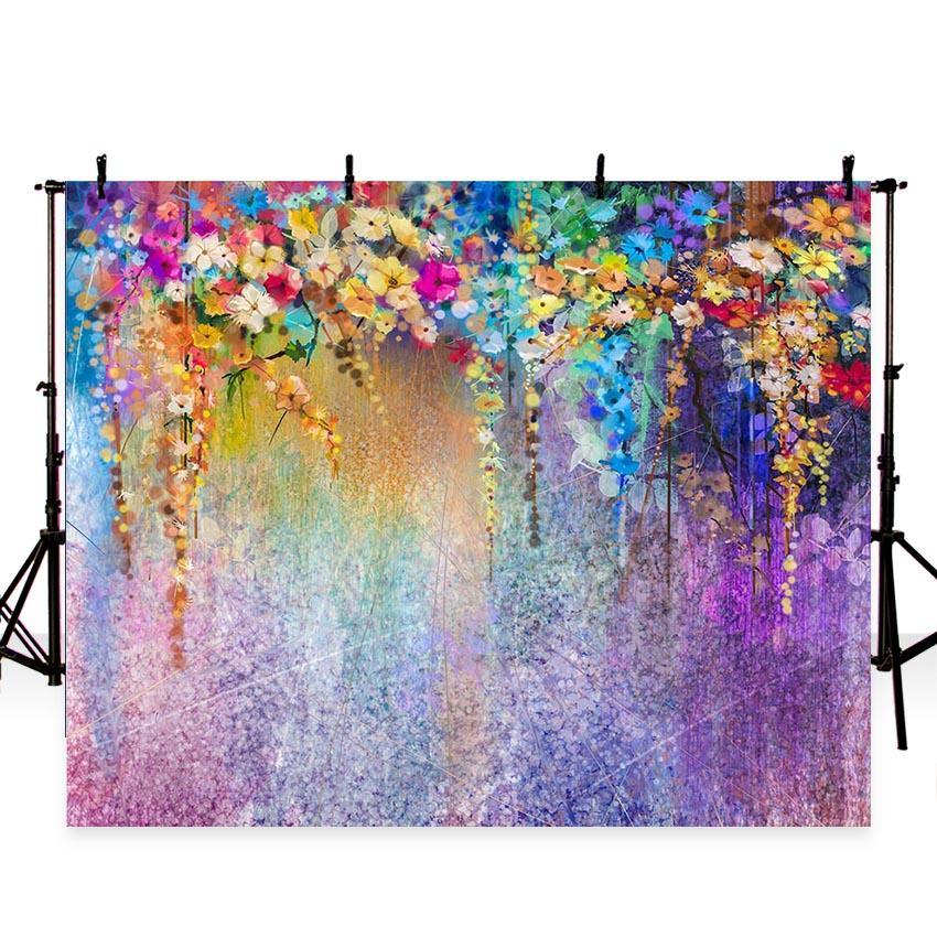 Toile de fond de fleur voyante fleurs colorées aquarelle mur photographie fond