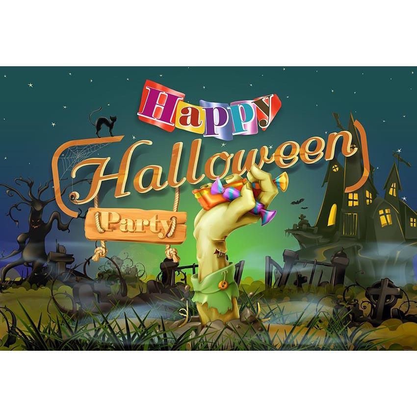 Toile de fond de château de nuit fond de photographie de fête d'Halloween