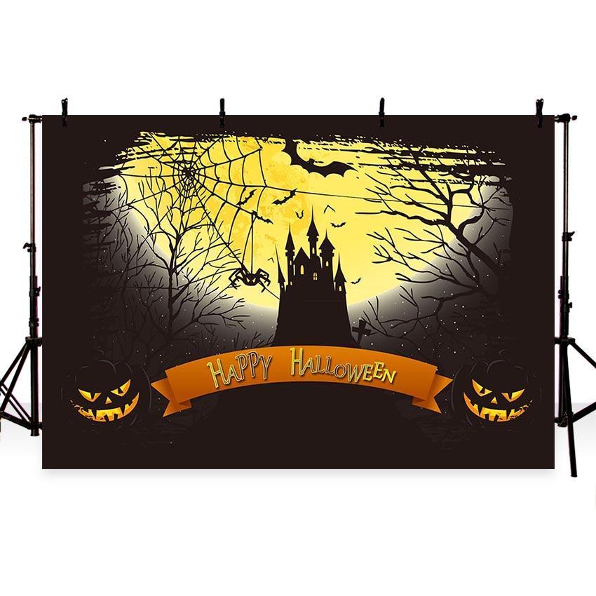 Toile de fond de château au clair de lune fond de photographie Halloween