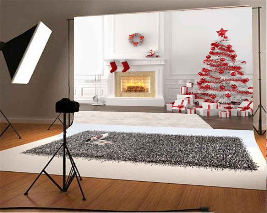 Toile de fond de Noël cheminée blanche pour la photographie