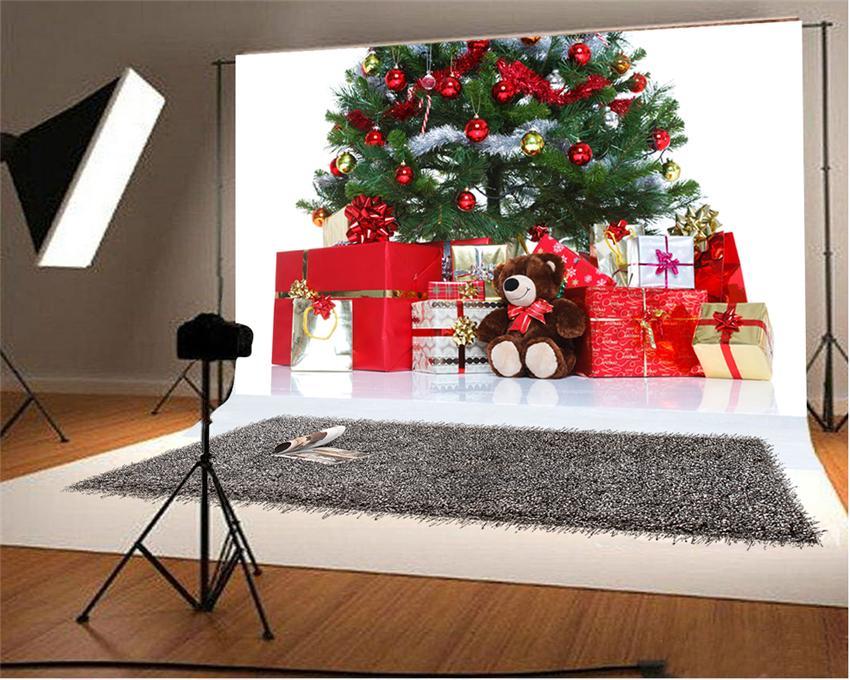 Toile de fond de photographie de cadeau de Noël rouge