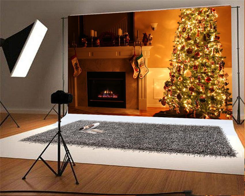 Toile de fond décors lumineux de photo d'arbre de Noël pour la photo