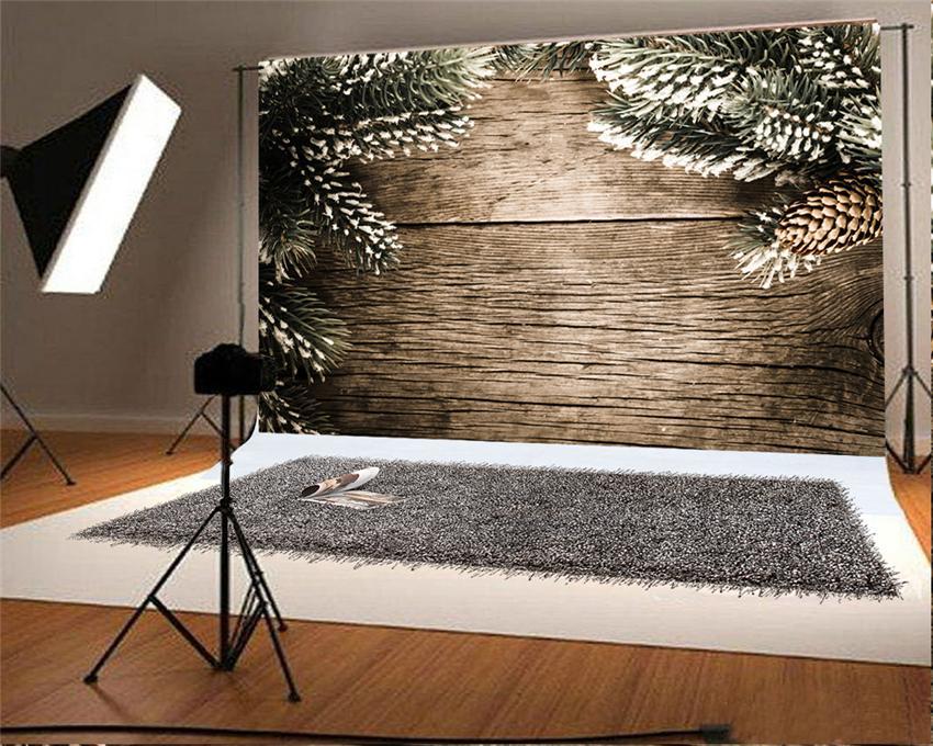 Toile de fond de cône de pin de Noël mur en bois