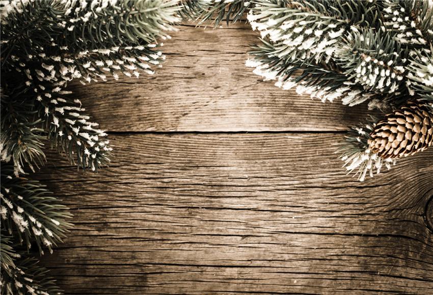 Toile de fond de cône de pin de Noël mur en bois