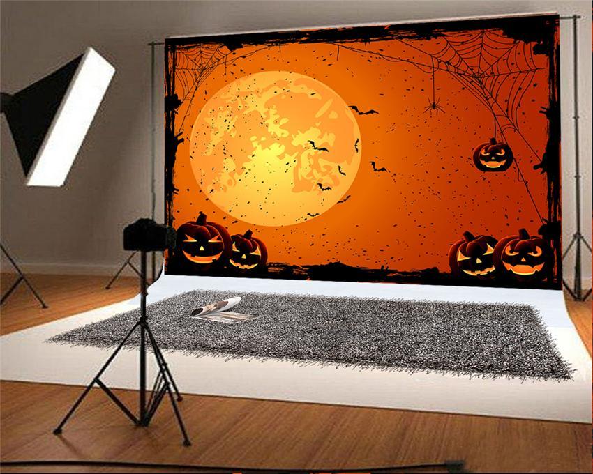 Toile de fond orange Halloween d'araignée pour la photographie
