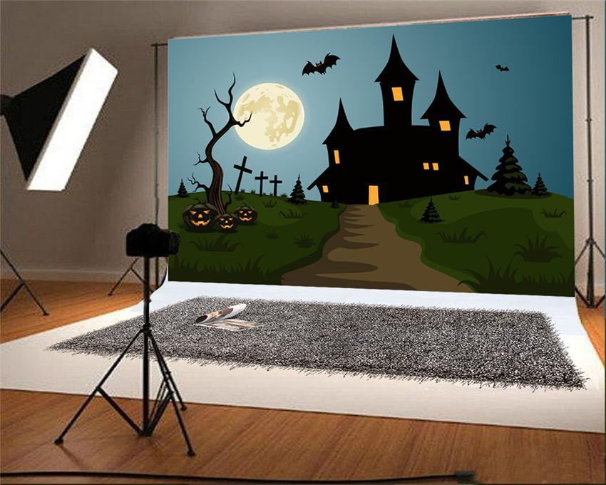 Toile de fond d'Halloween de dessin animé de château noir