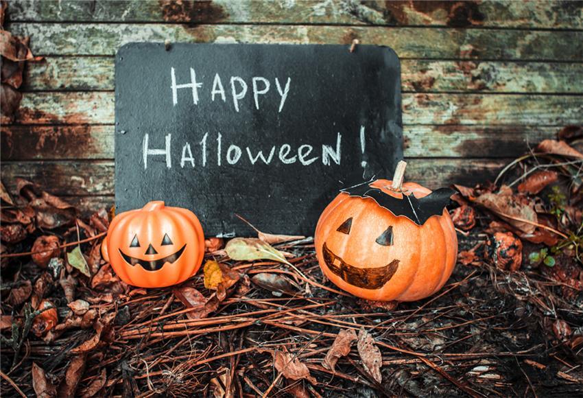 Toile de fond de joyeux Halloween de photographie en bois d'automne