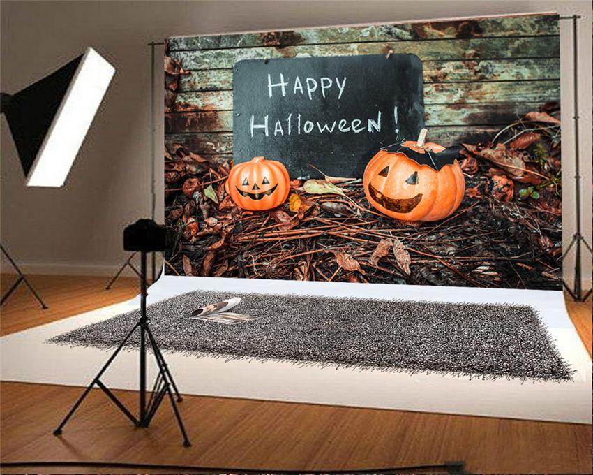 Toile de fond de joyeux Halloween de photographie en bois d'automne