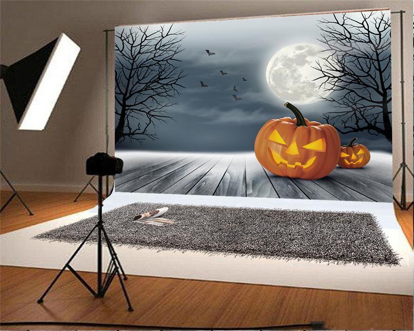 Toile de fond de branches Halloween plancher en bois et citrouille