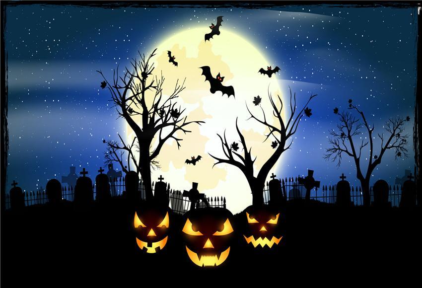 Toile de fond Halloween photo studio lune claire bleu ciel