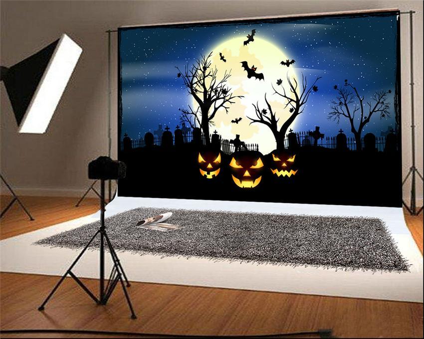 Toile de fond Halloween photo studio lune claire bleu ciel