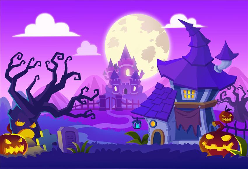 Toile de fond de photo de château de Toile de fond d'Halloween violet