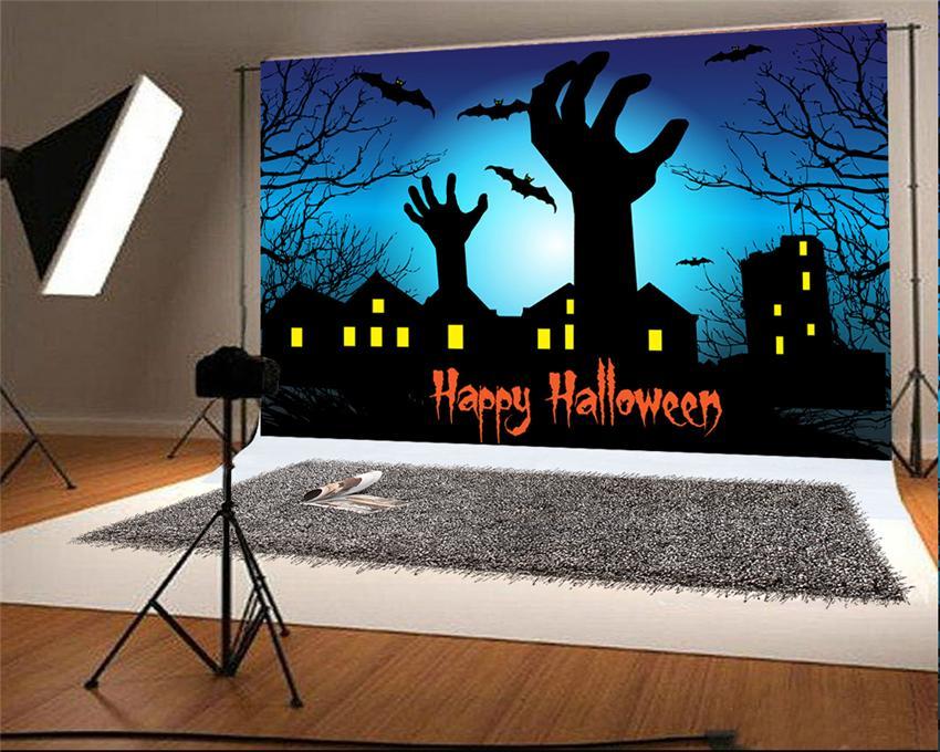 Toile de fond de joyeux Halloween photographie fond noir chauves-souris