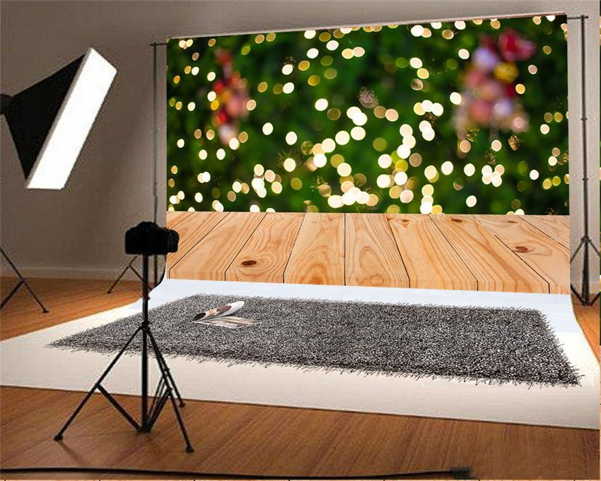 Toile de fond Noël polka vert brillant fond plancher bois