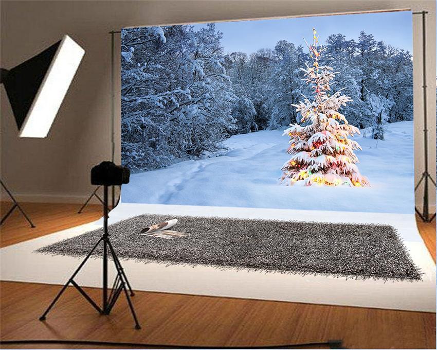 Toile de fond d'arbre de Noël d'hiver pour la forêt de neige