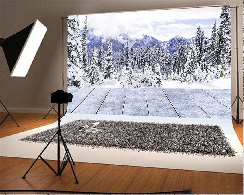 Toile de fond de photographie de neige d'hiver pour le studio