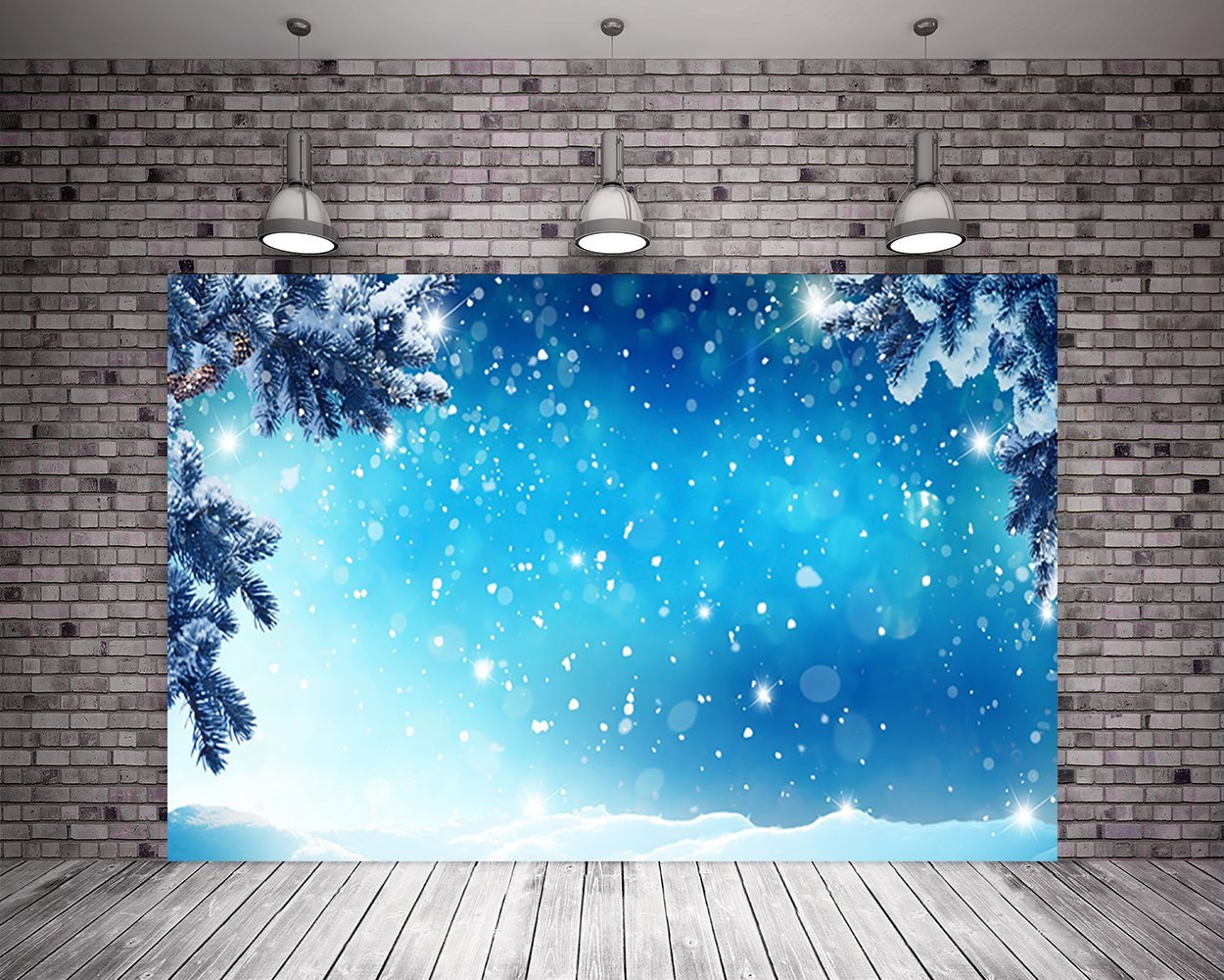 Toile de fond bleu scintillant de flocon de neige blanc de Noël pour la photographie