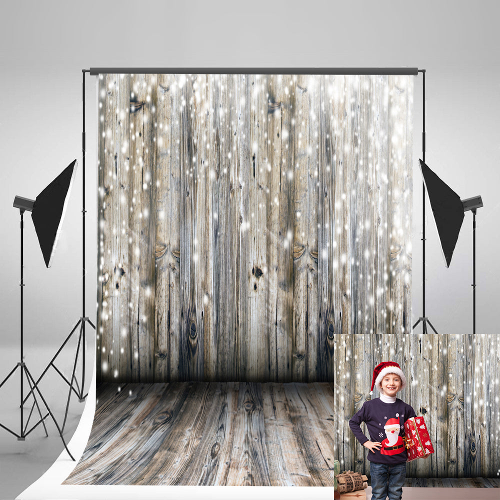 Toile de fond de photographie de mur en bois gris pour Noël