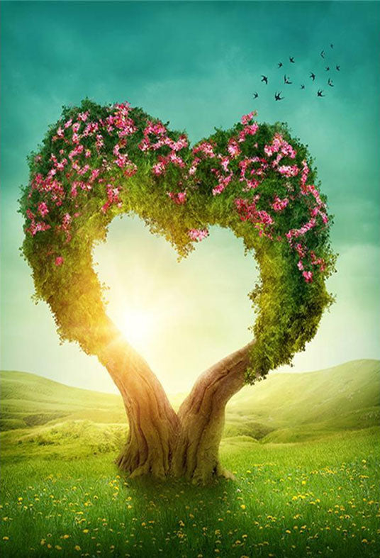 Toile de fond de la fête des mères arbre de coeur d'amour de fleurs pour la photographie