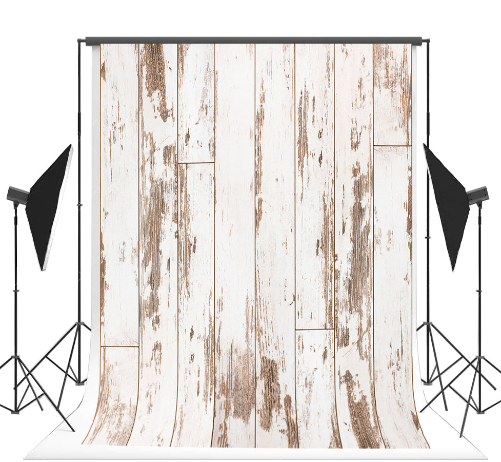 Toile de fond décors en bois vintage blanc et marron pour anniversaire photo de bébé