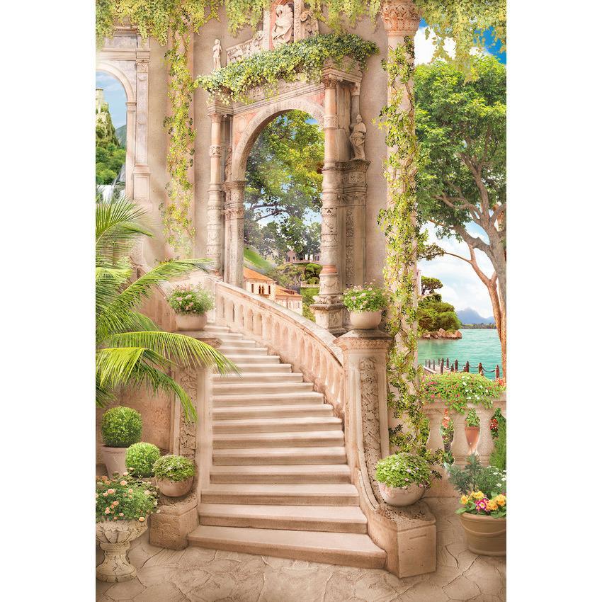 Toile de fond de paysage de beau château de saison de printemps pour la photographie