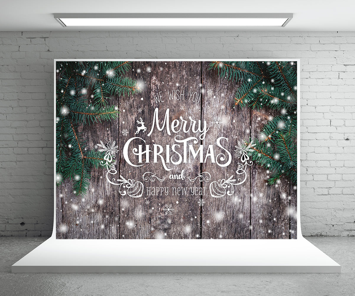 Toile de fond de feuille flocon neige mur bois fond photo fond Noël