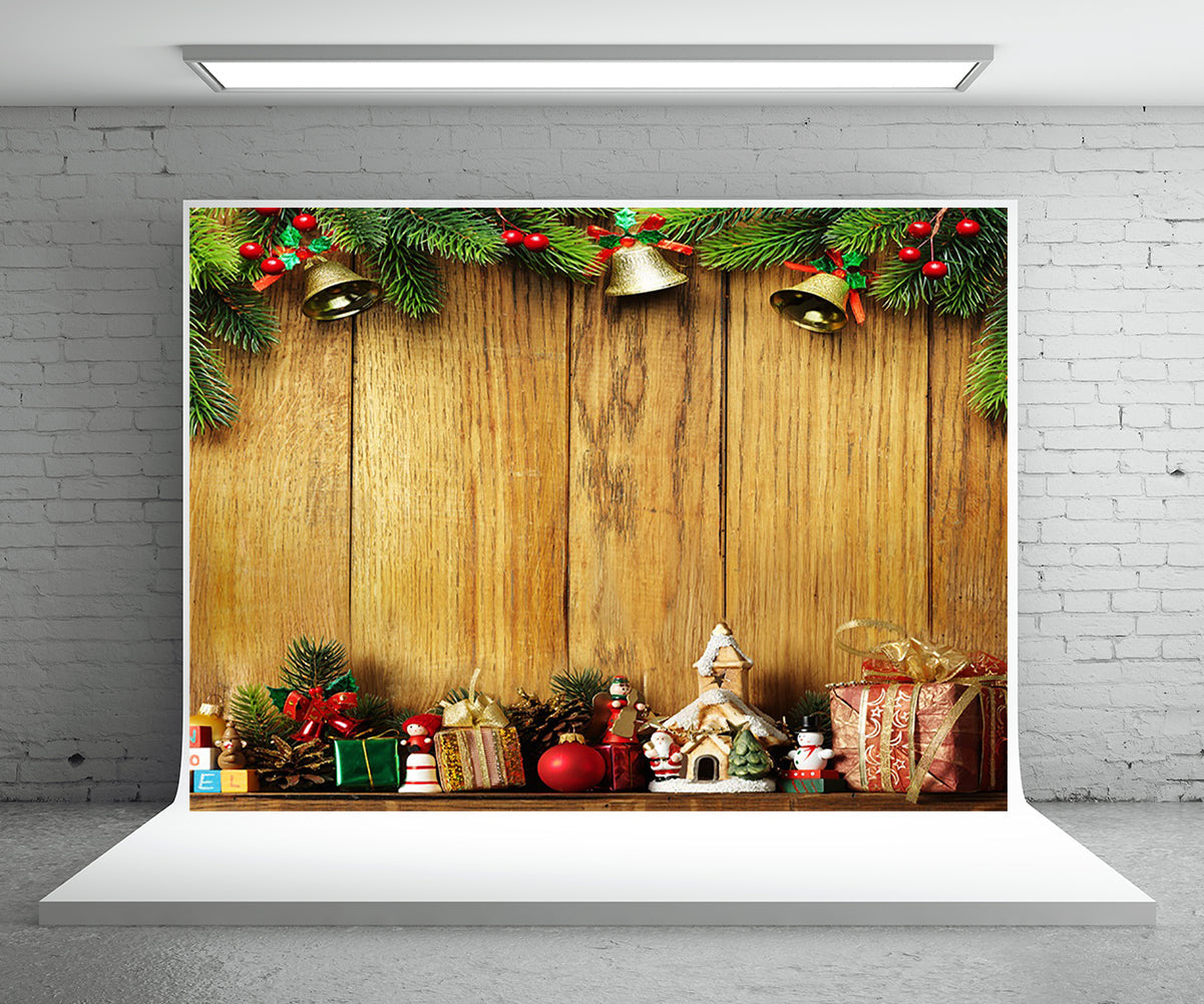 Toile de fond de photographie de Noël fond de décor en bois