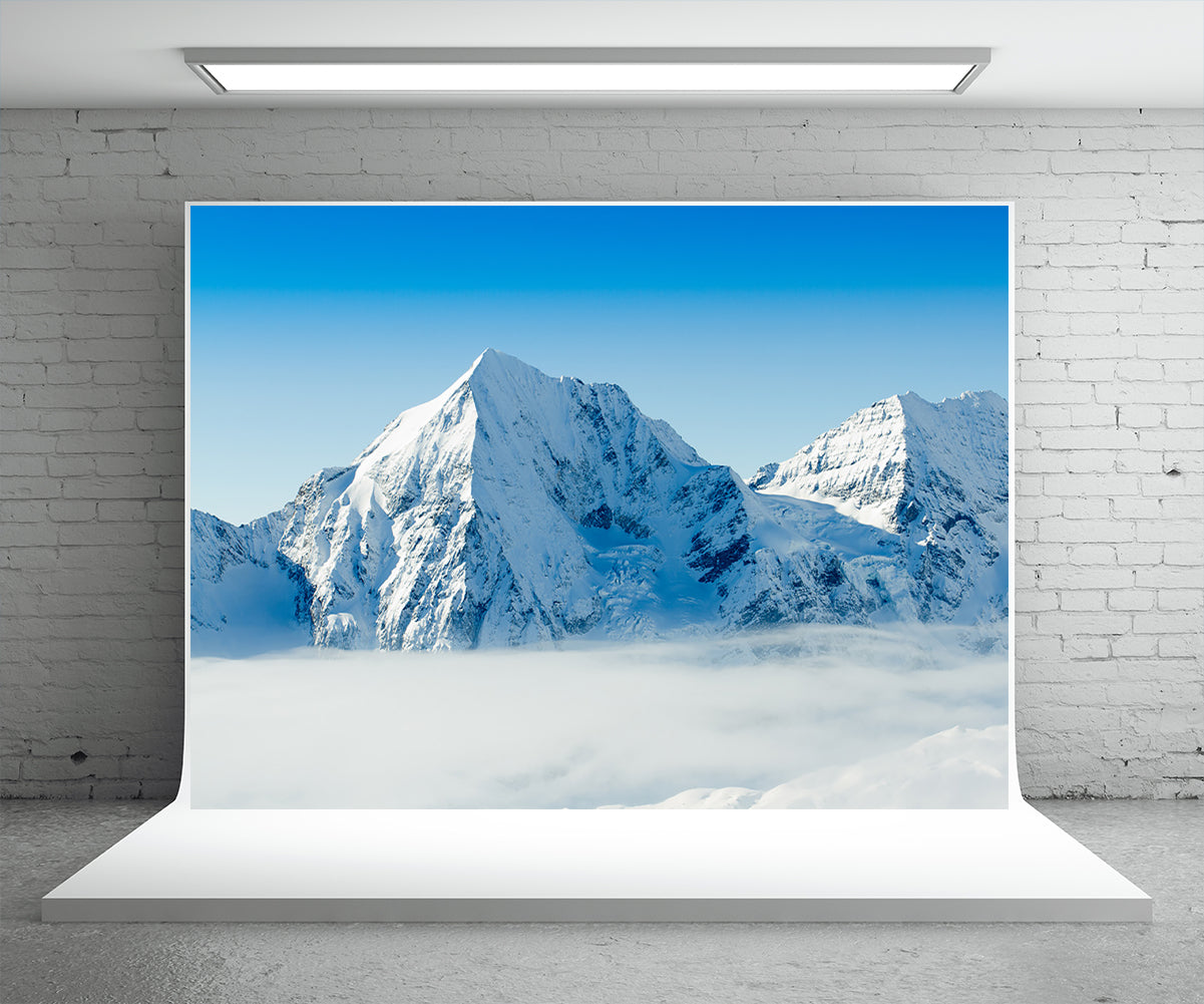 Toile de fond de photographie de montagne de neige blanche fond d'hiver