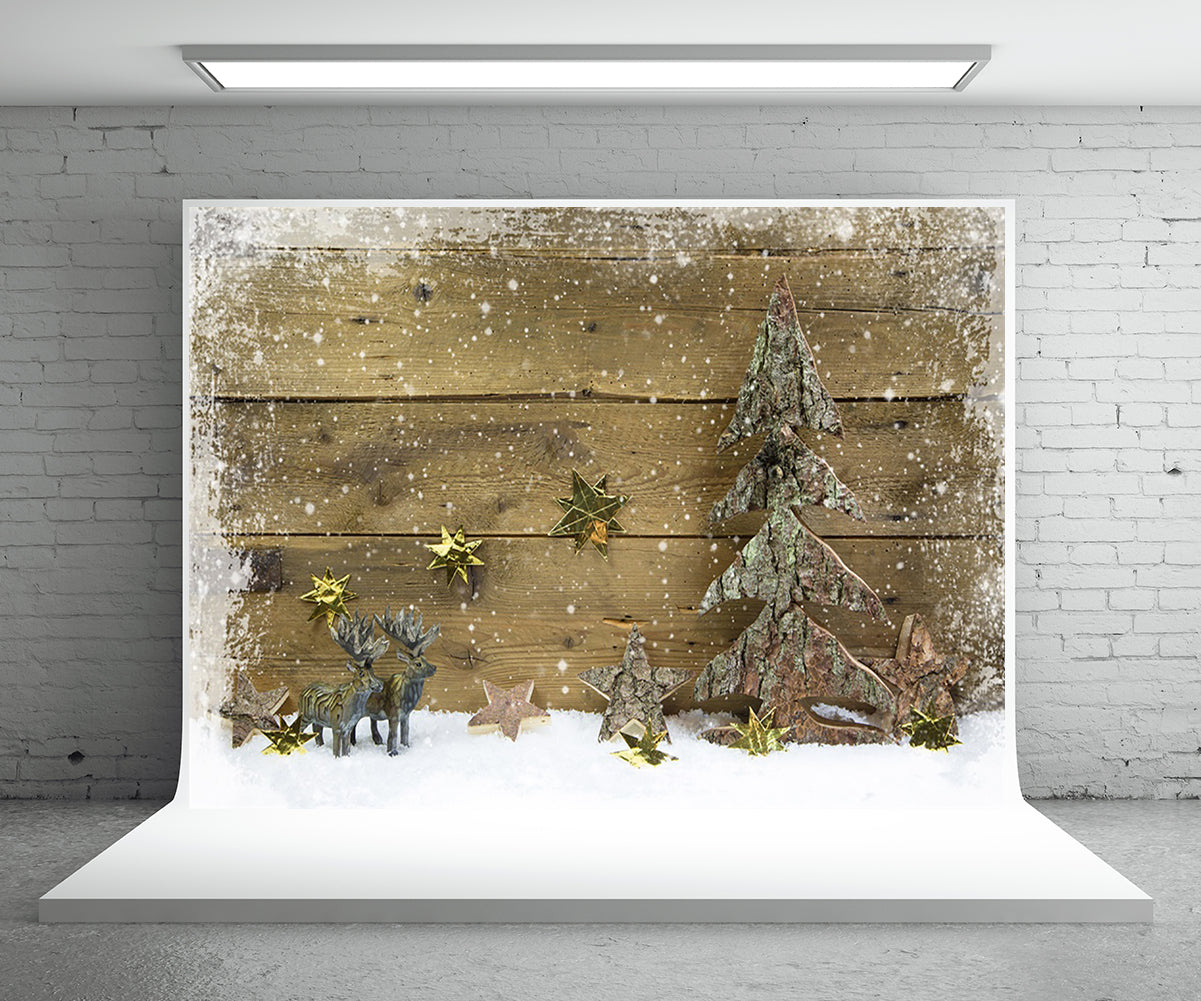 Toile de fond de flocon de neige bois fond de Noël pour la photographie