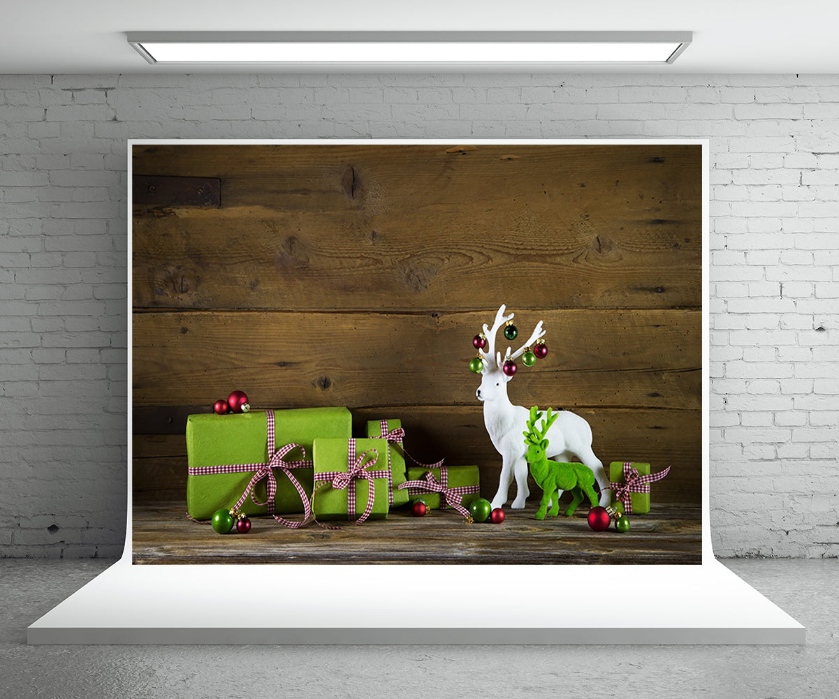 Toile de fond de Noël photographie cadeau mur en bois