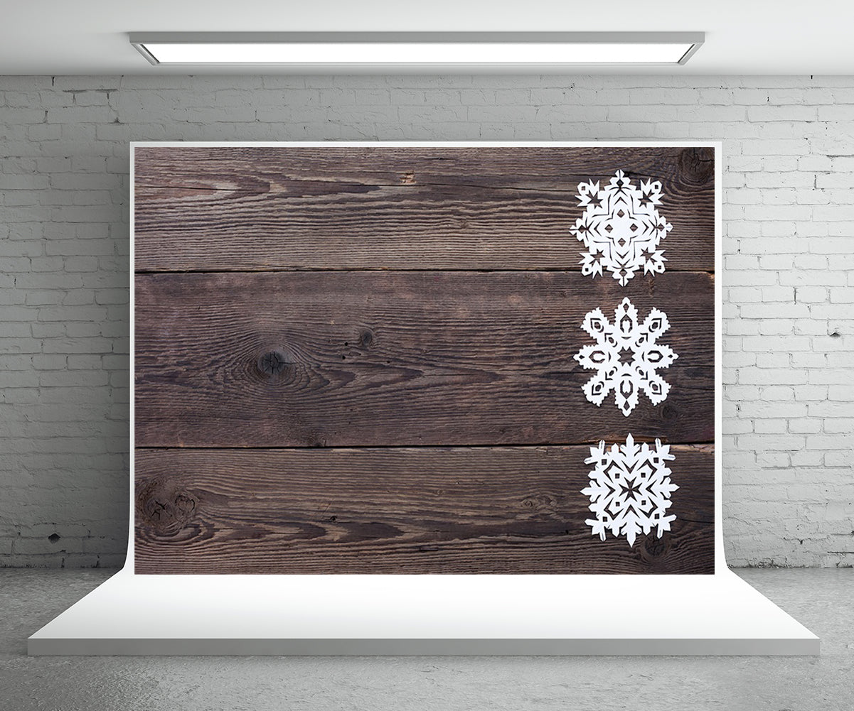 Toile de fond en bois gris foncé photographie Noël flocon de neige photo fond