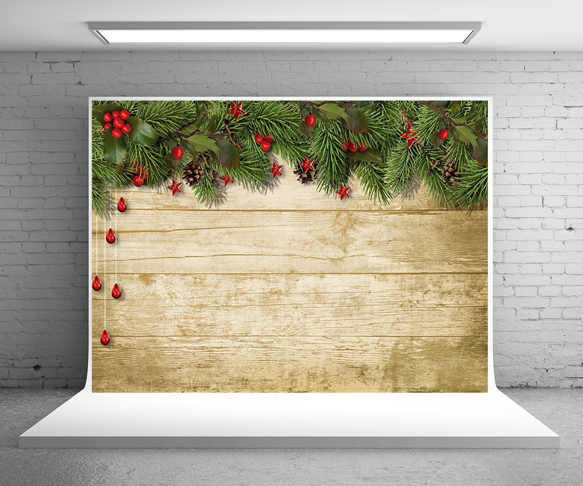 Toile de fond de photographie de planche de bois blanc de Noël