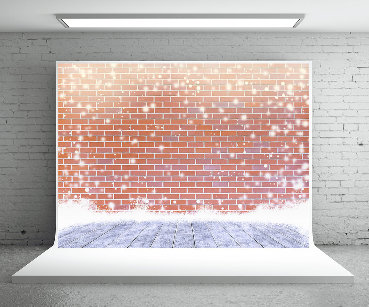 Toile de fond de mur de briques rouges flocon de neige de photographie de Noël